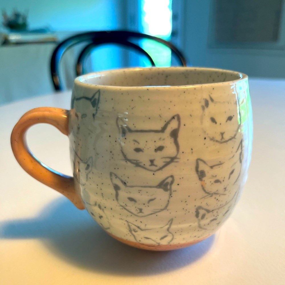 Anthropologie Leah Reena Goren cat study mug pink